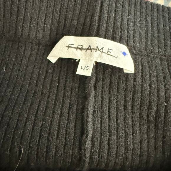 NEW Frame Ribbed Cashmere Flared Pants Women's Size Large Black Wide Leg $498 - Picture 4 of 5